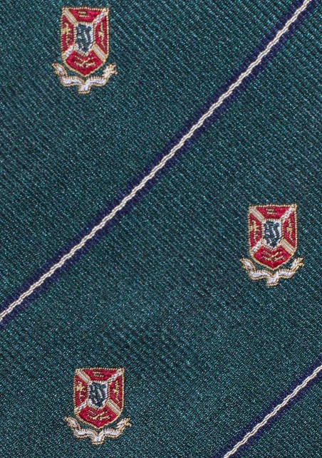 Forest Green Skinny Tie with Woven Crests
