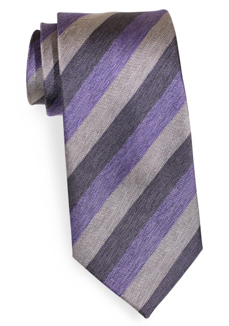 Stripe Designer Tie in Lilac and Gray