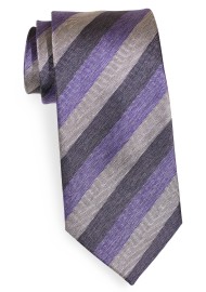 Stripe Designer Tie in Lilac and Gray