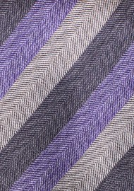 Stripe Designer Tie in Lilac and Gray