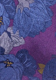 Retro Floral Designer Tie in Plum and Navy