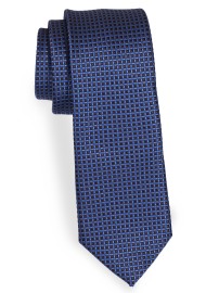 Mini Check Skinny Tie in Blue and Brown