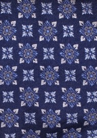Woven Medallion Design Silk Tie in Navy