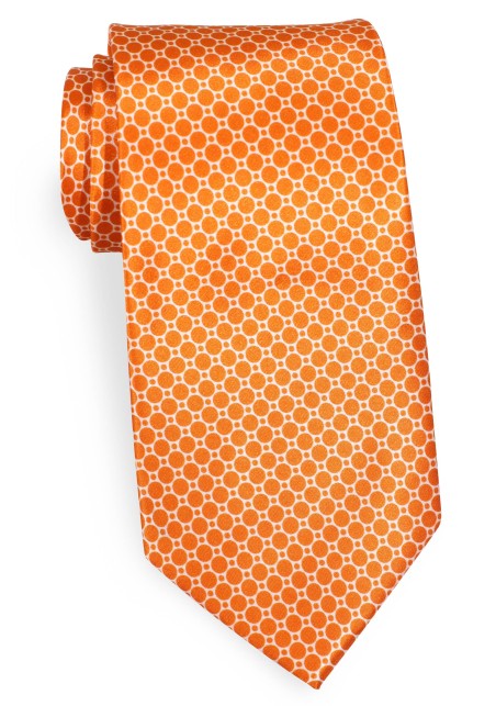 Geometric Print on Satin Silk in Harvest Pumpkin Orange