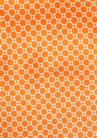 Geometric Print on Satin Silk in Harvest Pumpkin Orange