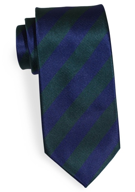 Dark Navy and Hunter Repp Striped Tie