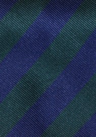 Dark Navy and Hunter Repp Striped Tie