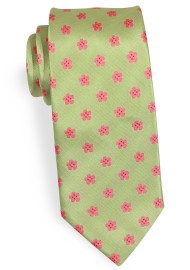 Floral Tie in Herbal Green and Coral Pink