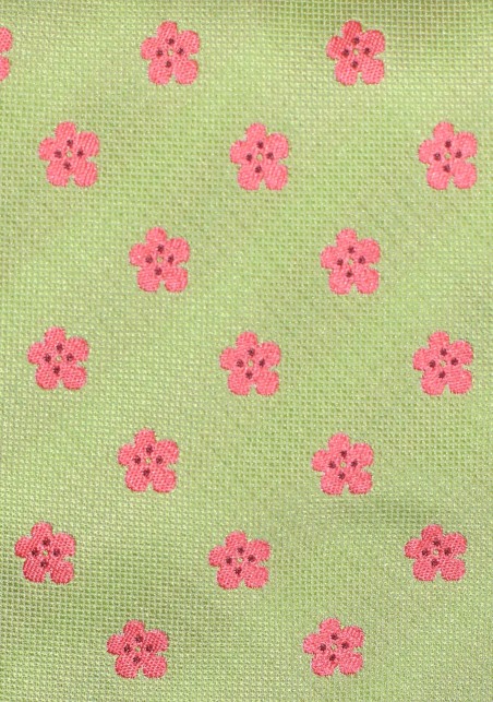 Floral Tie in Herbal Green and Coral Pink