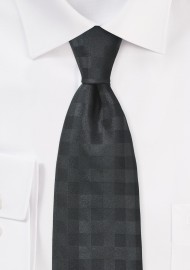 Black Colored Tie with Subtle Gingham Check
