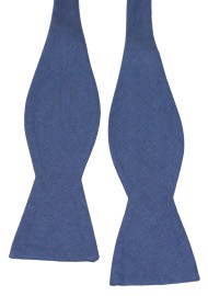 Neptune Blue Linen Bow Tie for Men in Self-Tie Style