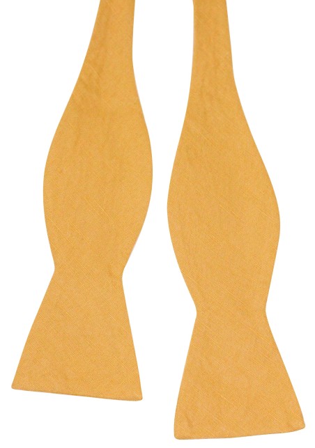 Butterscotch Golden Linen Bowtie in Self-tie Bow Tie Style