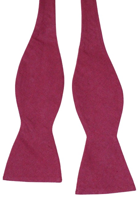 Wine Red Linen Bowtie in Self Tie