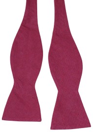 Wine Red Linen Bowtie in Self Tie