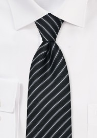 Modern Striped Tie in Black, Silver, and Gray