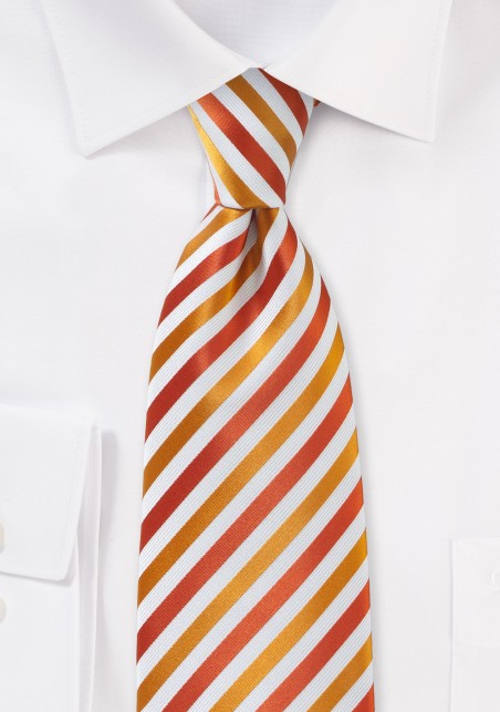 Festive Thanksgiving Striped Tie in Pumpkin and Cherry