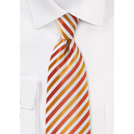 Festive Thanksgiving Striped Tie in Pumpkin and Cherry