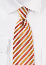 Festive Thanksgiving Striped Tie in Pumpkin and Cherry