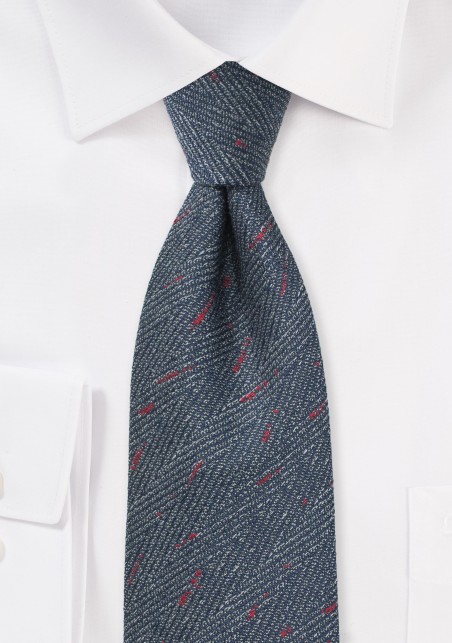 Herringbone Mens Tie in Denim Blue