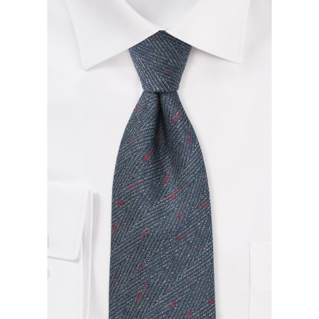 Herringbone Mens Tie in Denim Blue