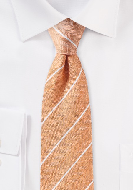Skinny Linen Tie in Tangerine