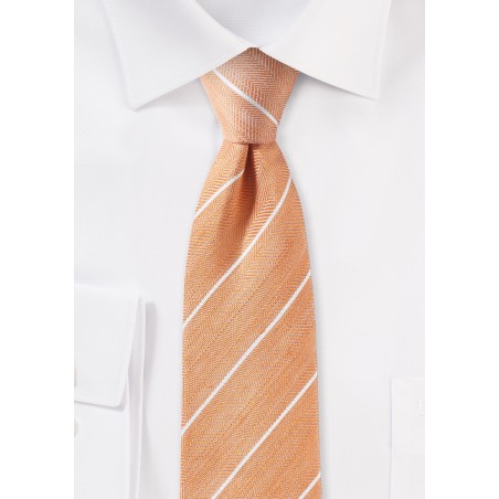 Skinny Linen Tie in Tangerine