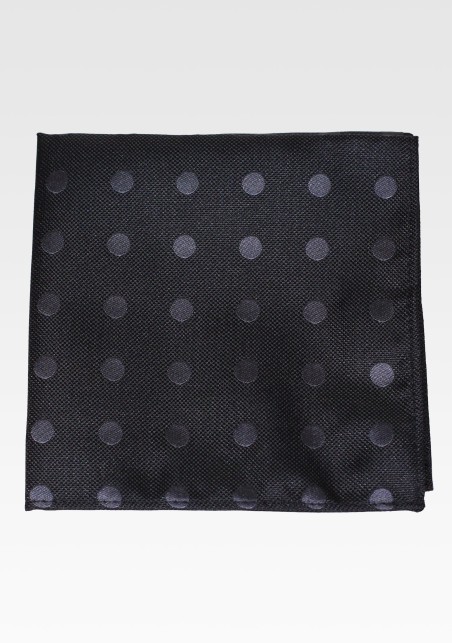 Black Polka Dotted Pocket Square | Suit Pocket Hanky in Black and Charcoal Polka Dot