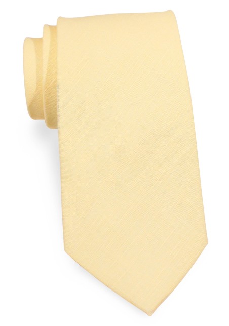 Lemon Sorbet Linen Tie | Mens Wedding Necktie in Lemon Sorbet