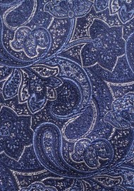 Pure Silk Necktie in Navy | Navy Blue Paisley Mens Tie