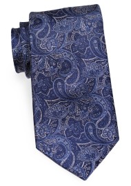 Pure Silk Necktie in Navy | Navy Blue Paisley Mens Tie
