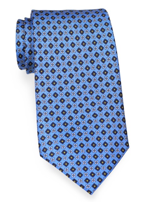 Azure Blue and Yellow Designer Silk Tie
