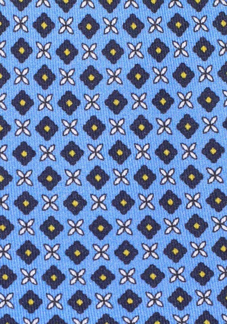 Azure Blue and Yellow Designer Silk Tie