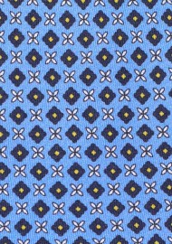 Azure Blue and Yellow Designer Silk Tie
