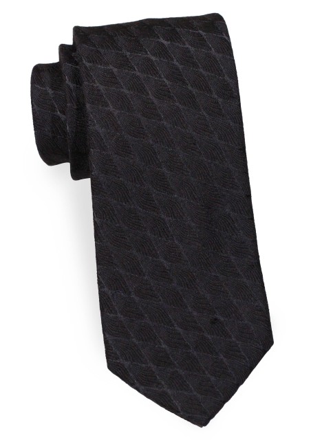 Formal Wool Blend Tie with Geometric Rhombus Weave