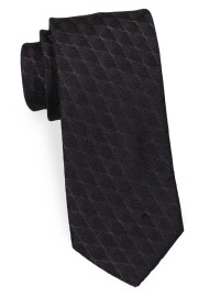 Formal Wool Blend Tie with Geometric Rhombus Weave