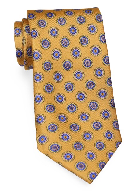Foulard Print Tie in Antique Gold