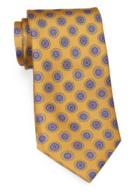 Foulard Print Tie in Antique Gold