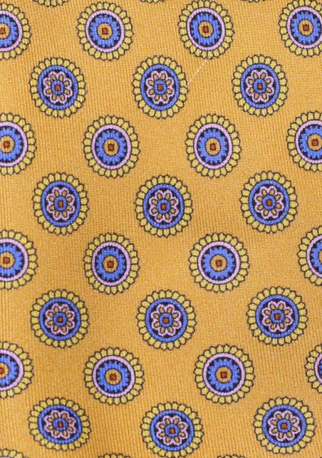 Foulard Print Tie in Antique Gold