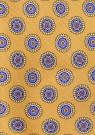 Foulard Print Tie in Antique Gold