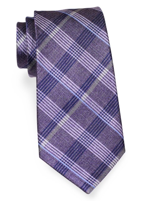 Wisteria Plaid Tie in Pure Silk