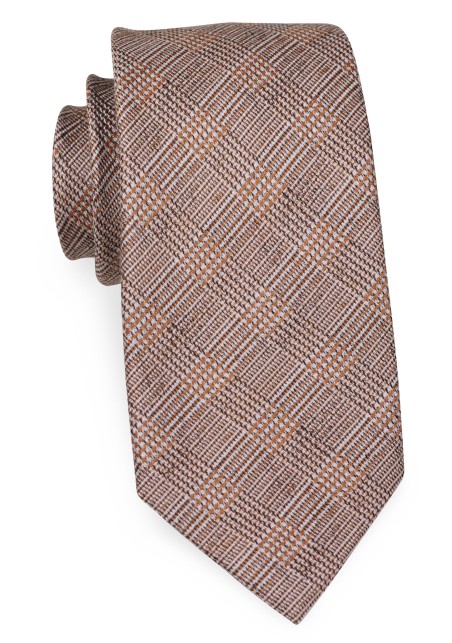 Men's Glen Check Tie in Dark Orange