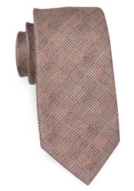 Men's Glen Check Tie in Dark Orange