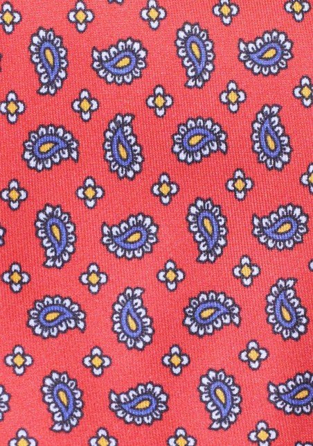 Crimson Red Paisley Tie | Red and Blue Paisley Tie in Pure Silk