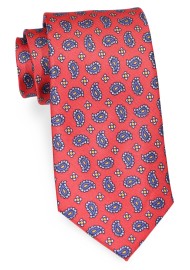 Crimson Red Paisley Tie | Red and Blue Paisley Tie in Pure Silk