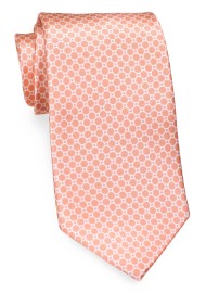 Coral Pink Geometric Print Tie on Satin Silk