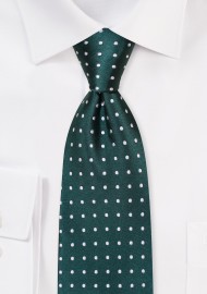 Geometric Polka Dot Tie in Dark Green