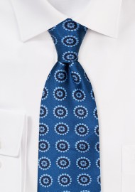 Medallion Print Silk Tie in Sky Blue