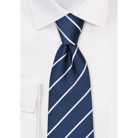 Kids Striped Necktie in Turquoise and White
