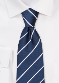 Kids Striped Necktie in Turquoise and White