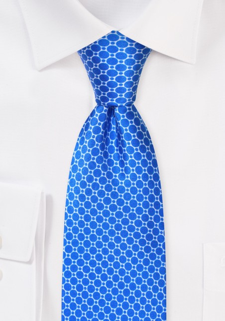 Horizon Blue Geometric Print Tie in Satin Silk